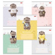 Тетрадь 12 л., HATBER косая линия, обложка картон, 'Кот Басик' (микс в спайке), 051747, 12Т5В6