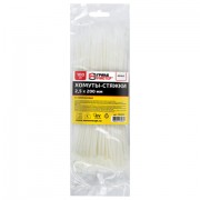 Хомут-стяжка нейлоновая сверхпрочная, 2,5х200 мм, КОМПЛЕКТ 100 шт., белая, ГРАНДМАСТЕР, 702354