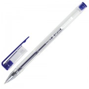 Ручка гелевая STAFF 'Basic', СИНЯЯ, корпус прозрачный, хромированные детали, узел 0,5 мм, линия письма 0,35 мм, 142788