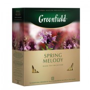 Чай GREENFIELD (Гринфилд) 'Spring Melody' ('Мелодия весны'), черный с чабрецом, 100 пакетиков в конвертах по 1,5 г, 1065-09