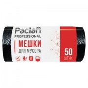 Мешки для мусора 60 л, черные, в рулоне 50 шт., ПНД, 6,2 мкм, 60х80 см, PACLAN 'Professional', 40401