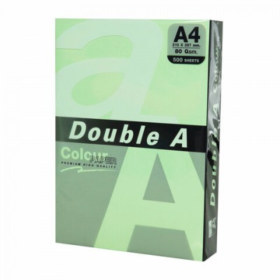 Бумага цветная DOUBLE A, А4, 80г/м2, 500 л, пастель, зеленая, ш/к 29047