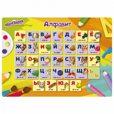 Настольное покрытие ЮНЛАНДИЯ, А3+, пластик, 46x33 см, Alphabet, 272369