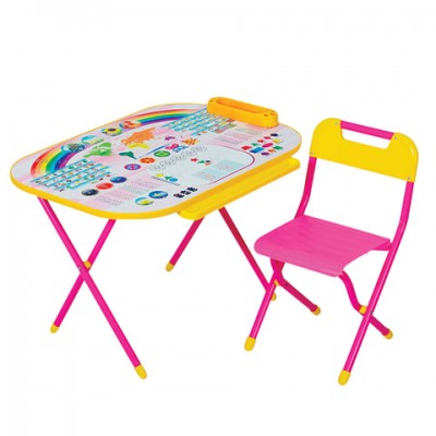 Стол детский + стул ДЭМИ 'Дошколенок', рост 2-3, складной, с пеналом, розовый каркас