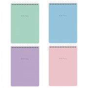 Блокнот А5 146х206 мм, 60 л., гребень, картон, жесткая подложка, клетка, BRAUBERG 'Minimal Pastel', 116427