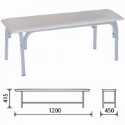 Банкетка без спинки 'Астрид', 1200х450х415 мм, светло-серый каркас, кожзам белый