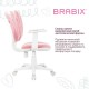 Кресло детское BRABIX 'Fancy MG-201W', с подлокотниками, пластик белый, ткань вельветовая, розовое, 533009