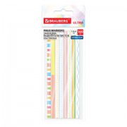Закладки клейкие, выделители текста, BRAUBERG ULTRA PATTERN COLOR, 135х5 мм, 160 штук (8 цветов х 20 листов), 116687
