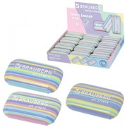 Ластик BRAUBERG 'PASTEL STRIPES', 45х24х10 мм, пастельные цвета ассорти, 274014