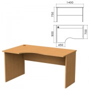 Стол письменный эргономичный 'Монолит', 1400х900х750 мм, левый, цвет бук бавария, СМ5.1