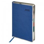 Ежедневник датированный 2026 А5 148х218 мм, GALANT 'Infinity Silver', под кожу, синий, 117496