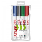 Маркеры стираемые для белой доски НАБОР 4 ЦВЕТА, STAFF 'BASIC' WBM-200, 1-3 мм, 152639