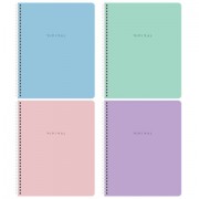 Тетради ДЭК А5 48 л. КОМПЛЕКТ 4 шт., BRAUBERG, гребень, клетка, 80 г/м2, Soft-Touch, 'Minimal', 405579