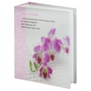 Фотоальбом BRAUBERG на 100 фотографий 10х15 см, твердая обложка, 'Орхидеи', бело-розовый, 390663