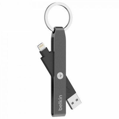 Переходник Lightning-USB 2.0 BELKIN, M-M, для портативных устройств и периферии, серый, F8J172btGRY