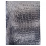 Тетрадь бумвинил А5 96 л., скоба, офсет №1, клетка, с полями, HATBER, СЕРЕБРО, 'Metallic', тиснение CROCO, 072799, 96Т5бвВ1