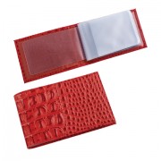 Визитница карманная BEFLER 'Кайман' на 40 визиток, натуральная кожа, крокодил, красная, V.30.-13