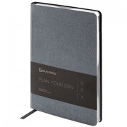 Ежедневник недатированный А5 138х213 мм BRAUBERG 'Metallic', под кожу, 136 л., гибкий, графитовый, 113375