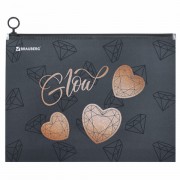 Папка для тетрадей BRAUBERG А4, 1 отделение, пластик, на zip-lock-молнии, 'Diamonds', 272104