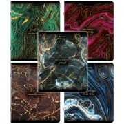 Тетради ДЭК А5 48 л. КОМПЛЕКТ 5 шт. BRAUBERG, скоба, клетка, SoftTouch, фольга, 'Marble', 404680