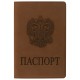 Обложка для паспорта, мягкий полиуретан, 'Герб', светло-коричневая, STAFF, 237609