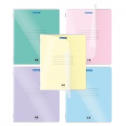 Тетрадь пластиковая обложка (прозрачная) А5, 48 листов, скоба, клетка, BRAUBERG 'Smart Cover', АССОРТИ (микс в спайке), 405041