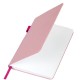 Блокнот А5 135x212 мм BRAUBERG 'Edge', под кожу, резинка, держатель, 80 л., клетка, розовый, 117148
