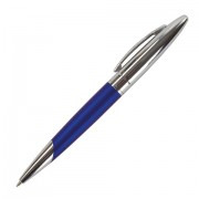 Ручка бизнес-класса шариковая BRAUBERG Echo, СИНЯЯ, корпус серебристый с синим, линия 0,5 мм, 143460