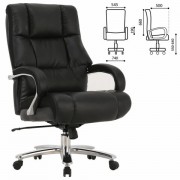 Кресло офисное BRABIX PREMIUM 'Bomer HD-007', НАГРУЗКА до 250 кг, рециклированная кожа, хром, черное, 531939