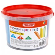 Мел в ведерке для рисования на асфальте 18 штук, ПИФАГОР, цветной квадратный УТОЛЩЕННЫЙ, 274124