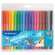 Фломастеры 18 ЦВЕТОВ CENTROPEN 'Washable', смываемые, вентилируемый колпачок, 7790/18TP, 777901885