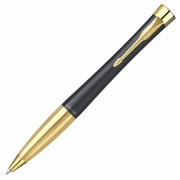 Ручка шариковая PARKER 'Urban Muted Black GT', корпус черный, позолоченные детали, синяя, 2143640