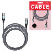 Кабель Type-C - Type-C, 1 м, 3 А, SMARTBUY, для быстрой зарядки и передачи данных, черный, FCTRANSP-BLACK