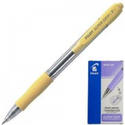 Ручка шариковая автоматическая с грипом PILOT Super Grip, СИНЯЯ, желтые детали, линия 0,22 мм, BPGP-10R-F, BPGP-10R-F Y