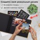 Фотоальбом 16х18 см, 20 черных листов, обложка КРАФТ, уголки/стикеры/ручка/клей, BRAUBERG Black&Kraft, 880652
