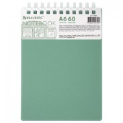 Блокнот МАЛЫЙ ФОРМАТ А6, 60 л., силиконовый гребень, обложка пластик, клетка, BRAUBERG, зеленый, 117564