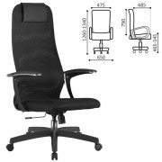 Кресло офисное BRABIX PREMIUM 'Ultimate EX-801' пластик, плотная двойная сетка Х2, черное, 532922