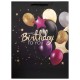 Пакет подарочный (1 штука) 33x13x45 см (XL), 'Happy Birthday', черный, фольга, ЗОЛОТАЯ СКАЗКА, 700857