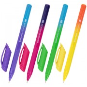 Ручка шариковая масляная BRAUBERG 'Extra Glide DZ', СИНЯЯ, трехгранная, корпус ассорти, игольчатый наконечник 0,7 мм, линия 0,5 мм, 144263