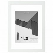 Рамка 21х30 см с паспарту 15х21 см небьющаяся, багет 20 мм пластик, BRAUBERG 'New Age', белая, 391276