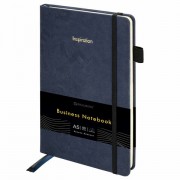 Блокнот А5 138x213 мм, BRAUBERG 'Velvet', резинка, держатель, 80 л., клетка, синий, 116239