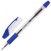 Ручка шариковая с грипом BRAUBERG 'Samurai', СИНЯЯ, корпус прозрачный, узел 0,7 мм, линия письма 0,35 мм, 141149