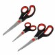 Ножницы BRAUBERG НАБОР 3 шт. (140, 190, 230 мм), черно-красные ручки, ВЫГОДНАЯ УПАКОВКА, 238168