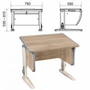 Стол-парта регулируемый 'ДЭМИ' СУТ.41, 750х550х530-815 мм, бежевый каркас, пластик серый, дуб сонома (КОМПЛЕКТ)