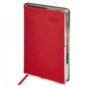 Ежедневник датированный 2026 А5 148х218 мм, GALANT 'Infinity Silver', под кожу, красный, 117497