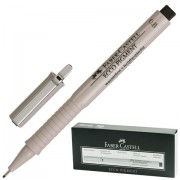 Ручка капиллярная (линер) FABER-CASTELL 'Ecco Pigment', ЧЕРНАЯ, корпус серый, линия письма 0,8 мм, 166899