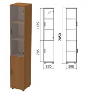 Шкаф закрытый со стеклом 'Монолит', 370х390х2050 мм, цвет орех гварнери (КОМПЛЕКТ)
