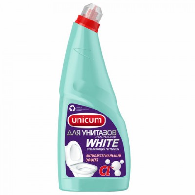 Средство для чистки унитазов и сантехники с гипохлоридом UNICUM 750мл 'White' дез. эф