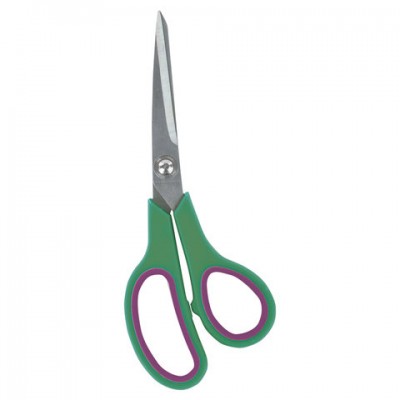 Ножницы БИЗНЕСМЕНЮ 'Soft Grip', 190 мм, резиновые вставки, зелено-фиолетовые, 3-х сторонняя заточка, 236930