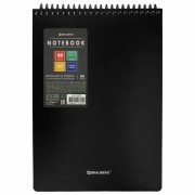 Блокнот А5 80 л., спираль пластиковая, обложка пластик, клетка, BRAUBERG 'Metropolis', ЧЕРНЫЙ, 115572